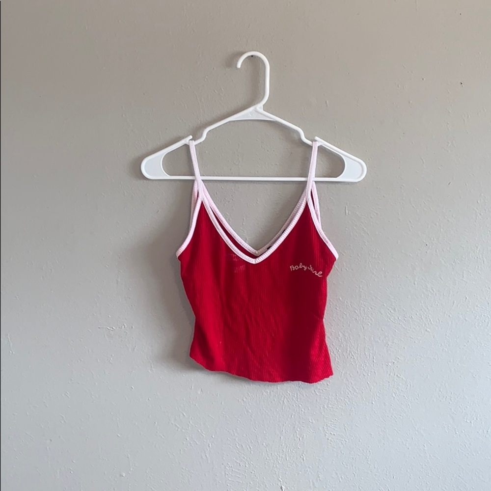 Forever 21 Red/White BabyGirl Spaghetti Strap- L